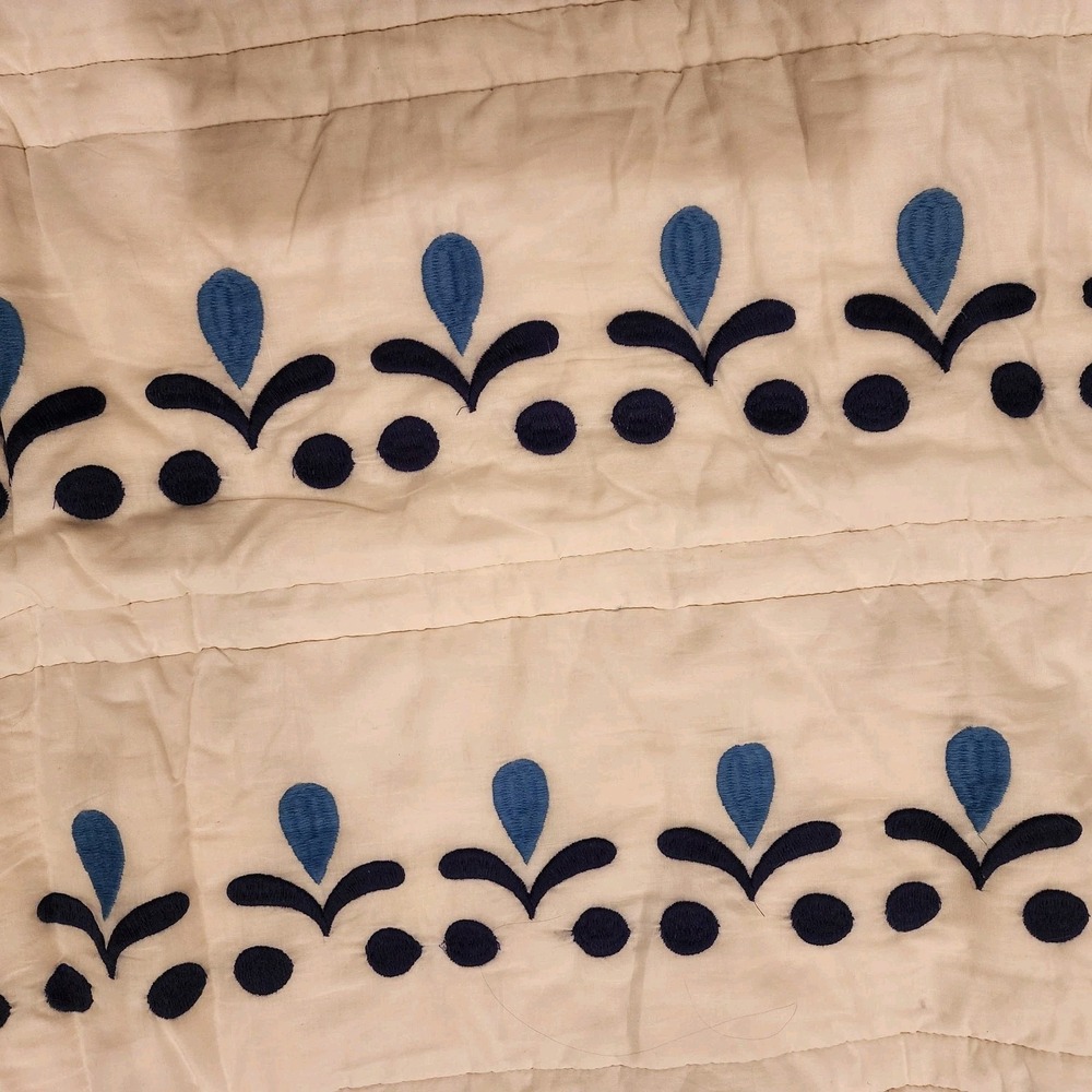 Pier‎ 1 Embroidered Reversible King Quilt Set 3-pc Cotton Coastal Mediterranen - Picture 7 of 14